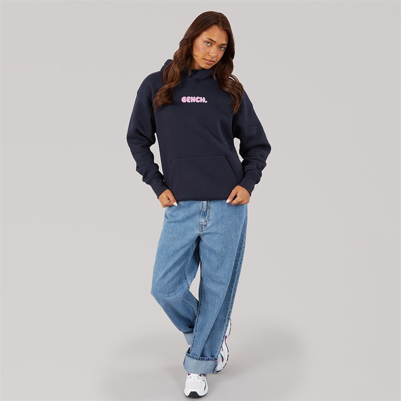 Bench Womens Fessa Oversized Hoodie With Graphic Print Navy - Image 4
