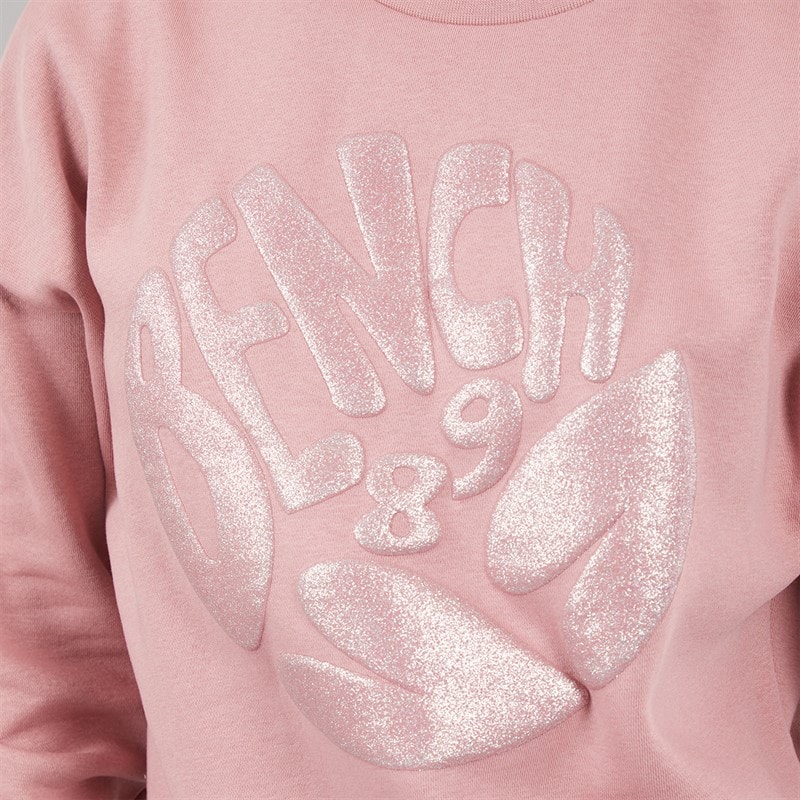 Bench Womens Kaye Crew Sweat With Glitter Graphic Nostalgic Pink - Image 3