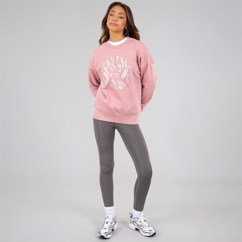 Bench Womens Kaye Crew Sweat With Glitter Graphic Nostalgic Pink - Image 4
