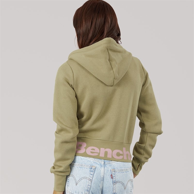 Bench Womens Chessa Fit Zip Thru Hoodie Washed Khaki - Image 2