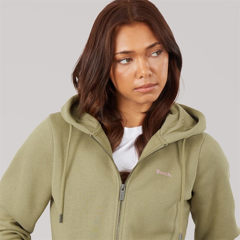 Bench Womens Chessa Fit Zip Thru Hoodie Washed Khaki - Image 3
