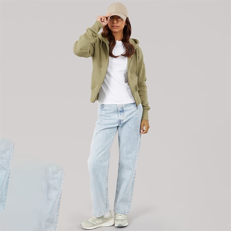 Bench Womens Chessa Fit Zip Thru Hoodie Washed Khaki - Image 4