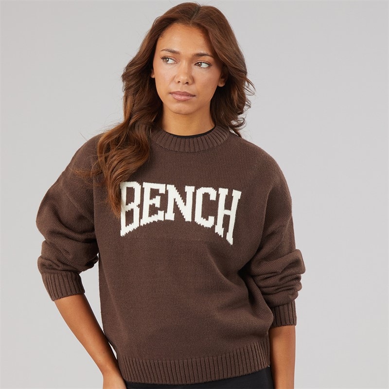 Bench Womens Iyan Crew Knit Jumper Coffee - Image 3