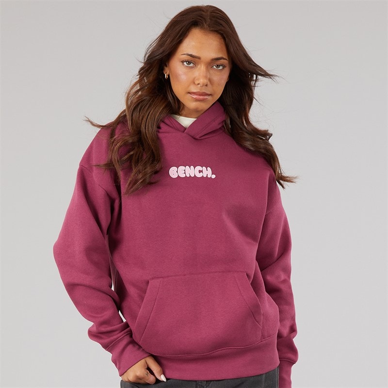 Bench Womens Fessa Oversized Hoodie With Graphic Print Berry - Image 2