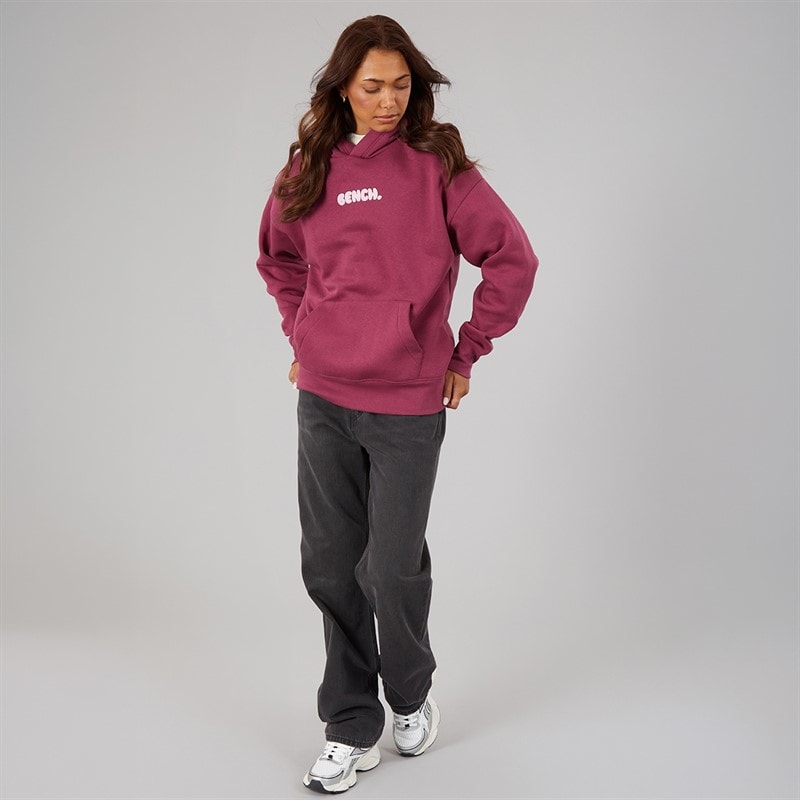 Bench Womens Fessa Oversized Hoodie With Graphic Print Berry - Image 4