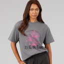 Bench Womens Alta Oversized T-Shirt With Graphic Print Charcoal