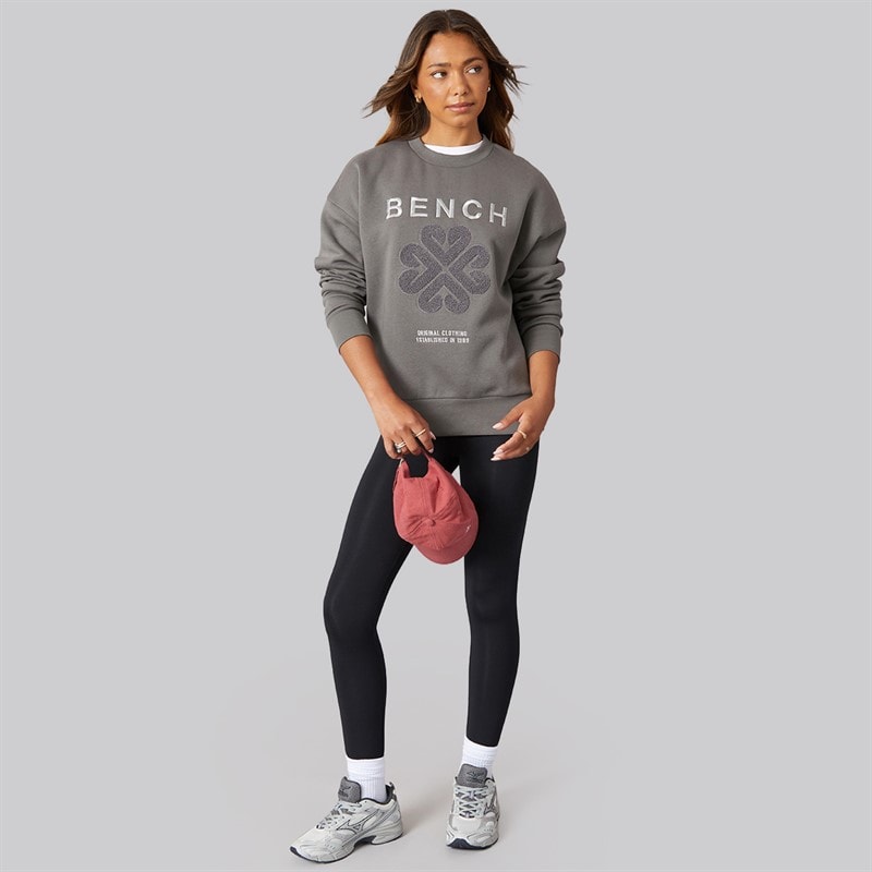 Bench Womens Derma Crew Sweatshirt Charcoal - Image 4