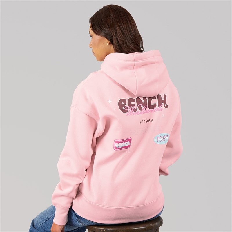 Bench Womens Fessa Oversized Hoodie With Graphic Print Fairytale Pink
