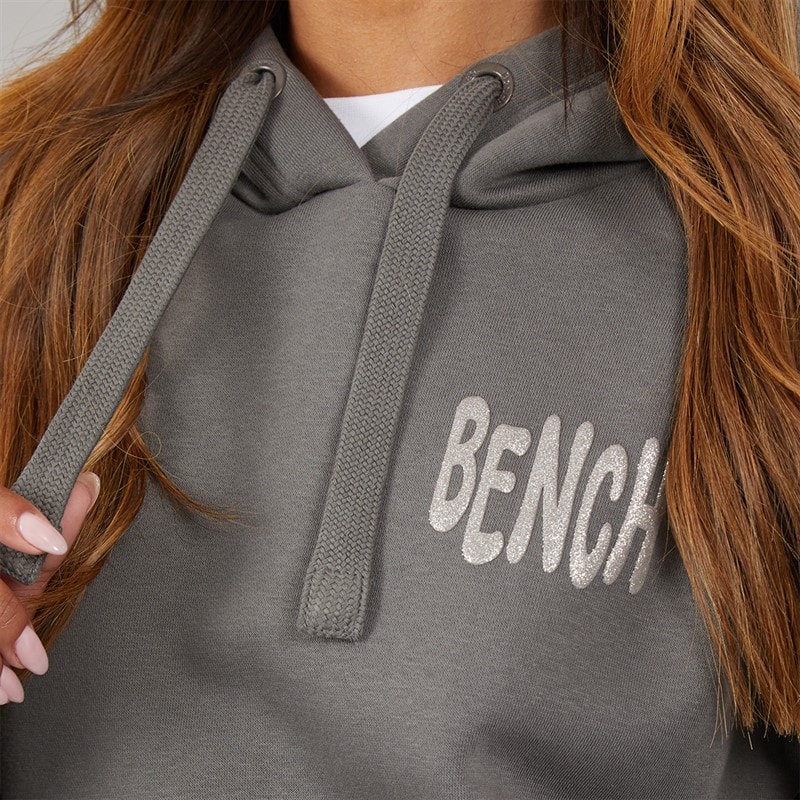 Bench Womens Dess Hoodie With Glitter Graphic Charcoal - Image 3