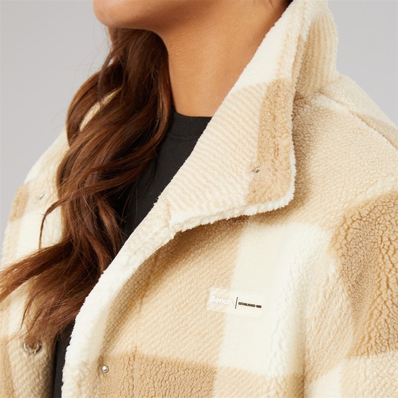 Bench Womens Kess Funnel Neck Borg Chalk - Image 5