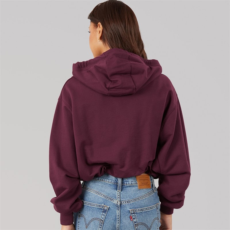 Bench Womens Poppi Puff Sleeve Zip Thru Hoodie Cherry Lacquer - Image 2