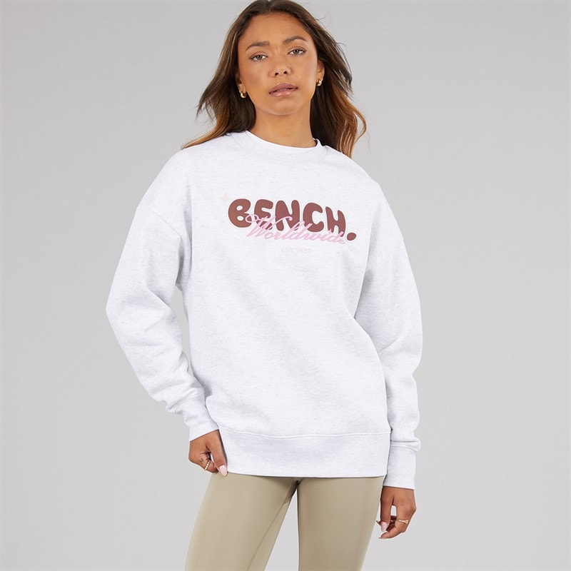 Bench Womens Heya Oversize Crew Sweat Ice Grey Marl - Image 3