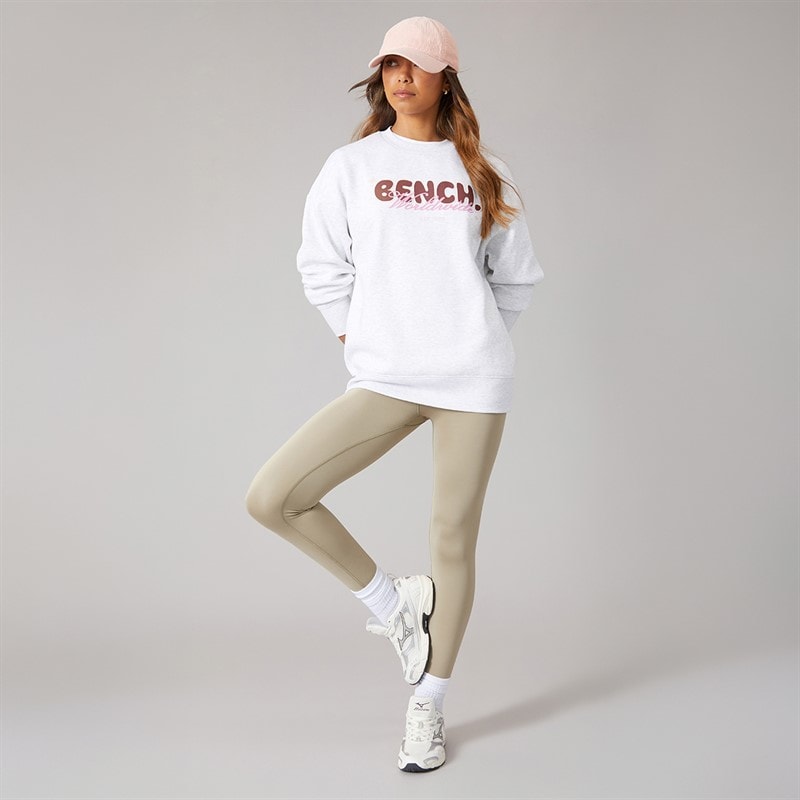 Bench Womens Heya Oversize Crew Sweat Ice Grey Marl - Image 4