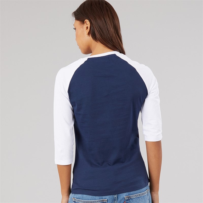 Bench Womens Diah 3/4 Sleeve T-Shirt With Crest Graphic Navy/White - Image 2