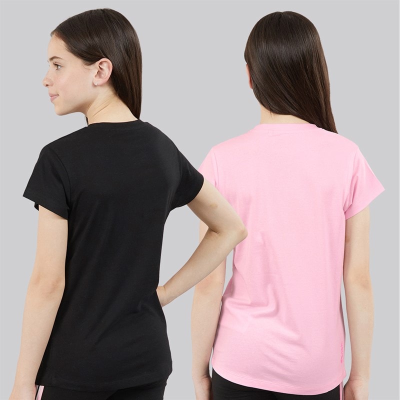 Bench Girls Melodia Two Pack T-Shirts Black/Fairytale Pink - Image 2