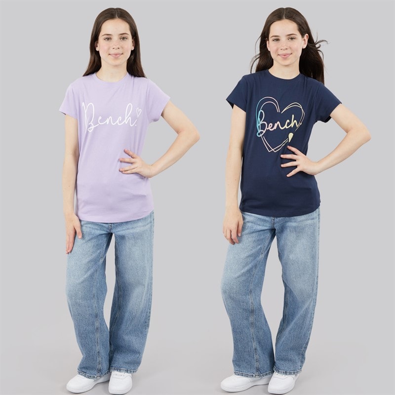 Bench Girls Moonspark Two Pack T-Shirts Navy/Light Lavender - Image 4