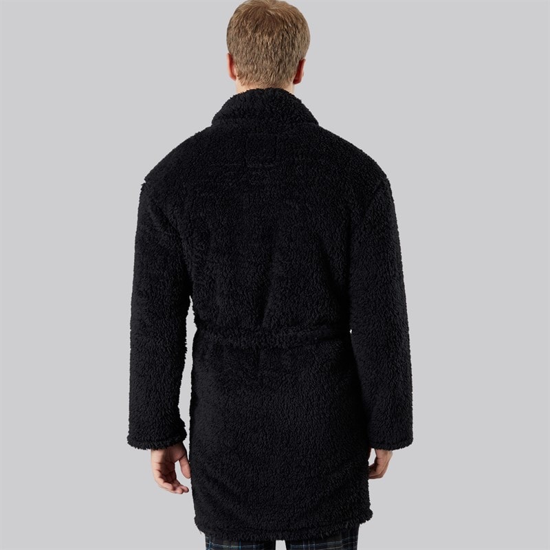 Bench Mens Sherpa Fleece Robe Black - Image 2