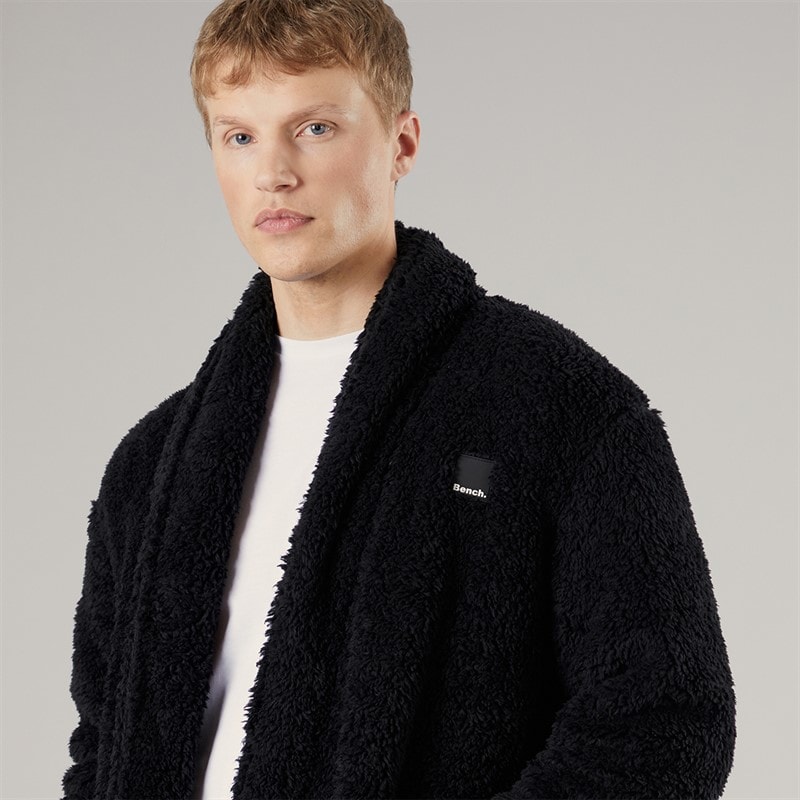 Bench Mens Sherpa Fleece Robe Black - Image 3