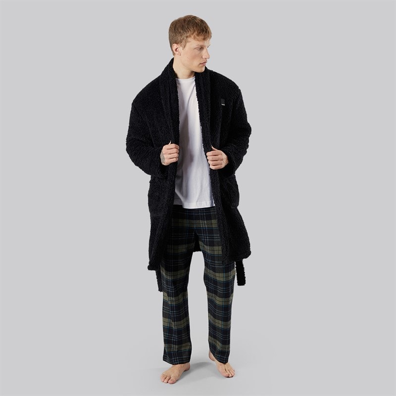 Bench Mens Sherpa Fleece Robe Black - Image 4
