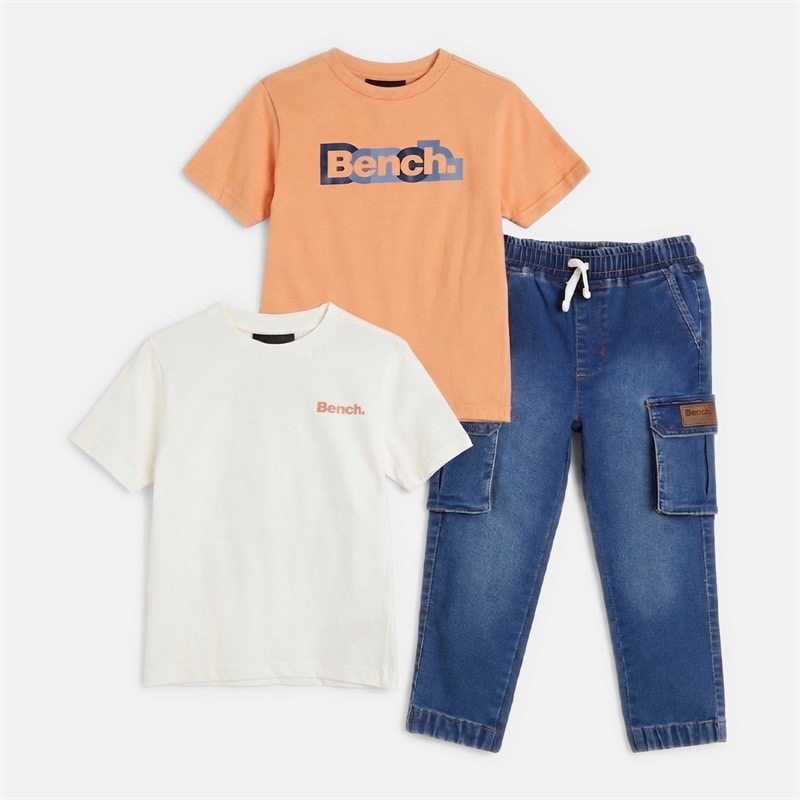 Bench Boys Two Pack T-Shirts And Jeans Set Orange