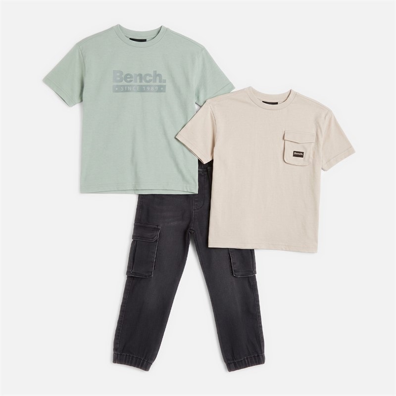 Bench Boys Two Pack T-Shirts And Jeans Set Green