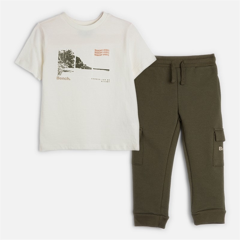 Bench Boys Two Pack T-Shirts Shorts And Joggers Four Piece Set Green - Image 3