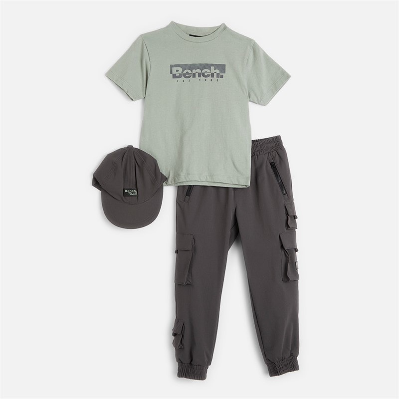 Bench Boys T-Shirt Cargo Trousers And Cap Set Black - Image 1