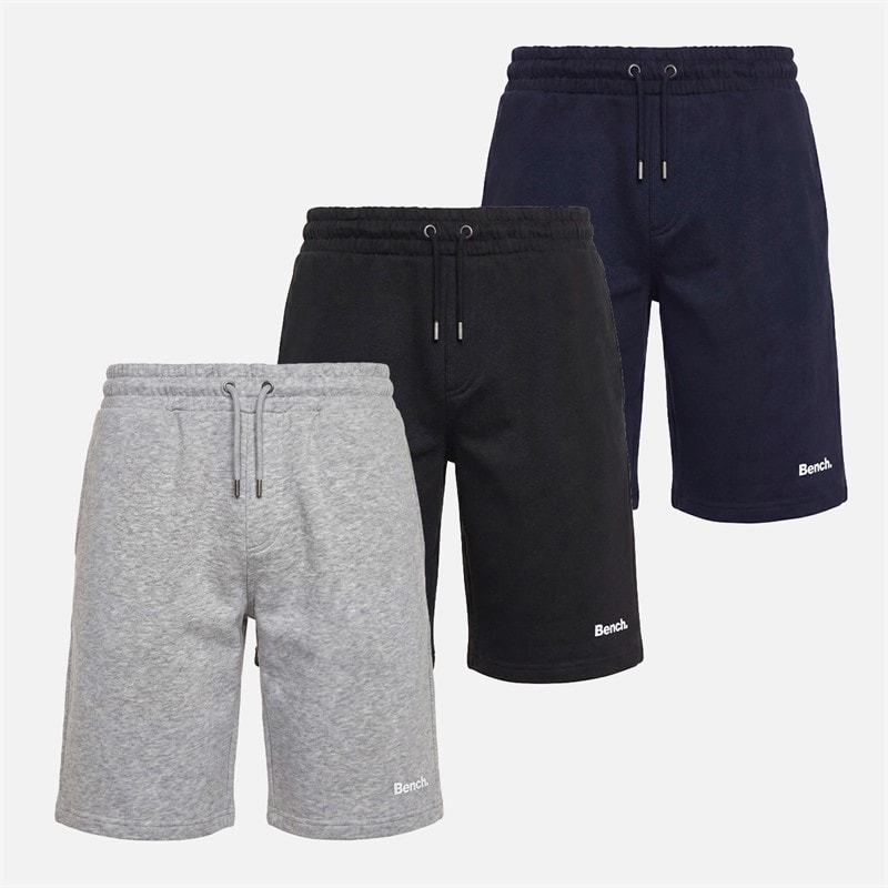 Bench Mens Maclean Three Pack Shorts Black/Navy/Grey Marl