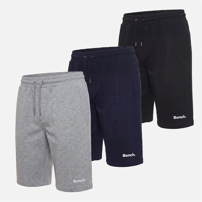 Bench Mens Maclean Three Pack Shorts Black/Navy/Grey Marl - Image 3