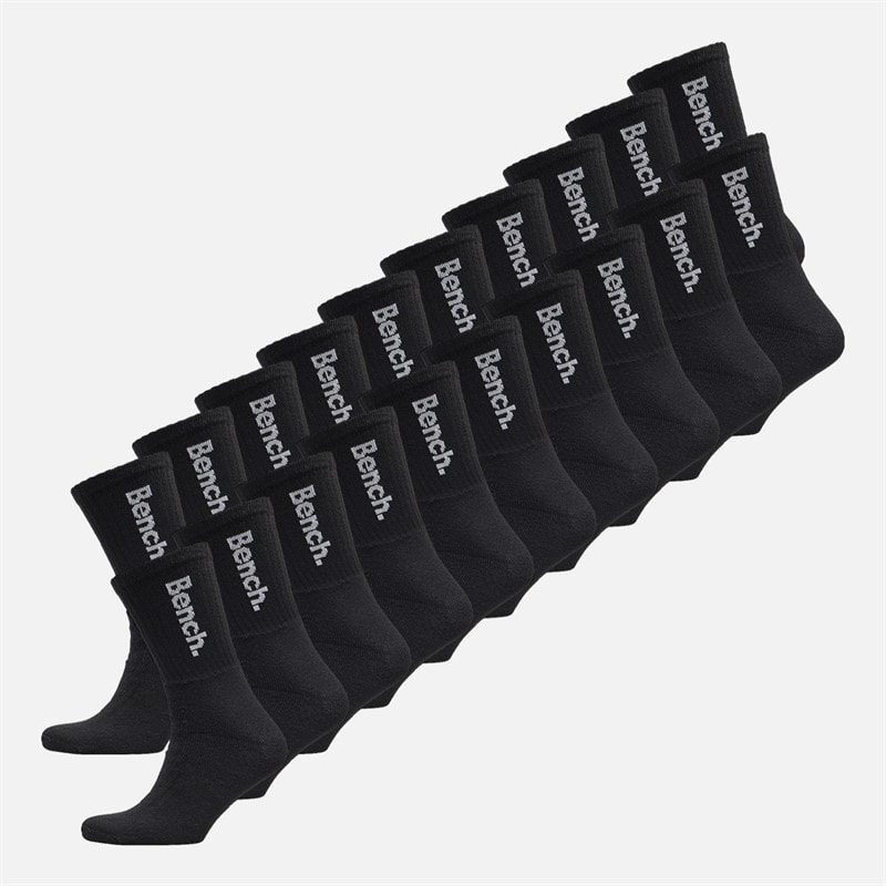 Bench Mens Apollo Twenty Pack Cushioned Crew Socks Black