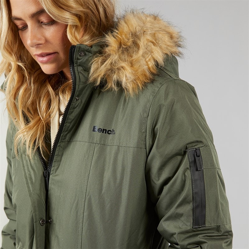 Bench Womens Skylar Parka Coat Khaki - Image 3