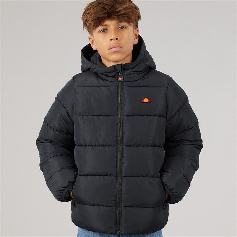 Ellesse Junior Boys Gallio Hooded Padded Jacket Black - Image 3