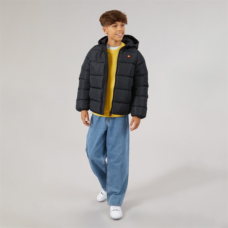 Ellesse Junior Boys Gallio Hooded Padded Jacket Black - Image 4