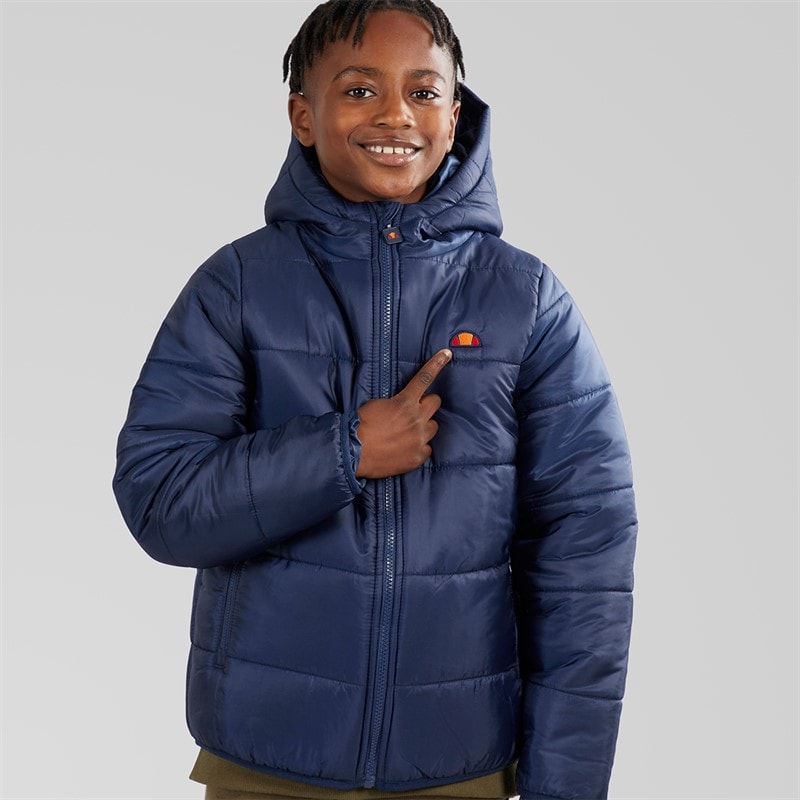 Ellesse Junior Boys Vinchenzo Hooded Padded Jacket Navy - Image 3