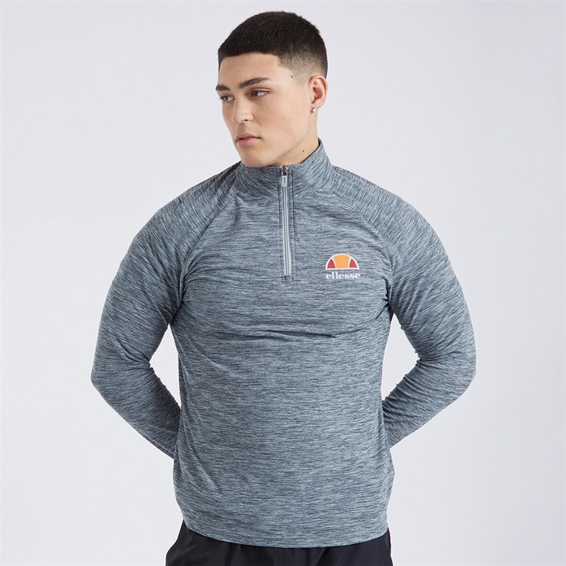 Ellesse Mens Fasano 1/4 Zip Light Grey Marl - Image 1