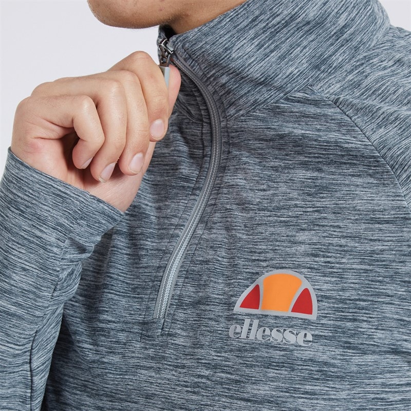 Ellesse Mens Fasano 1/4 Zip Light Grey Marl - Image 3
