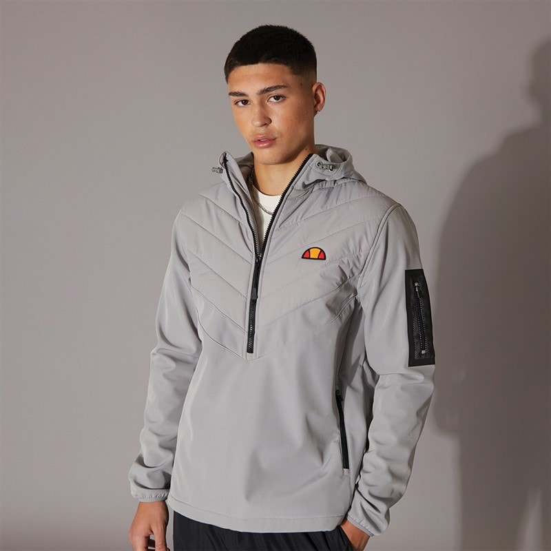Ellesse Mens Angiolo Hybrid Half Zip Jacket Light Grey