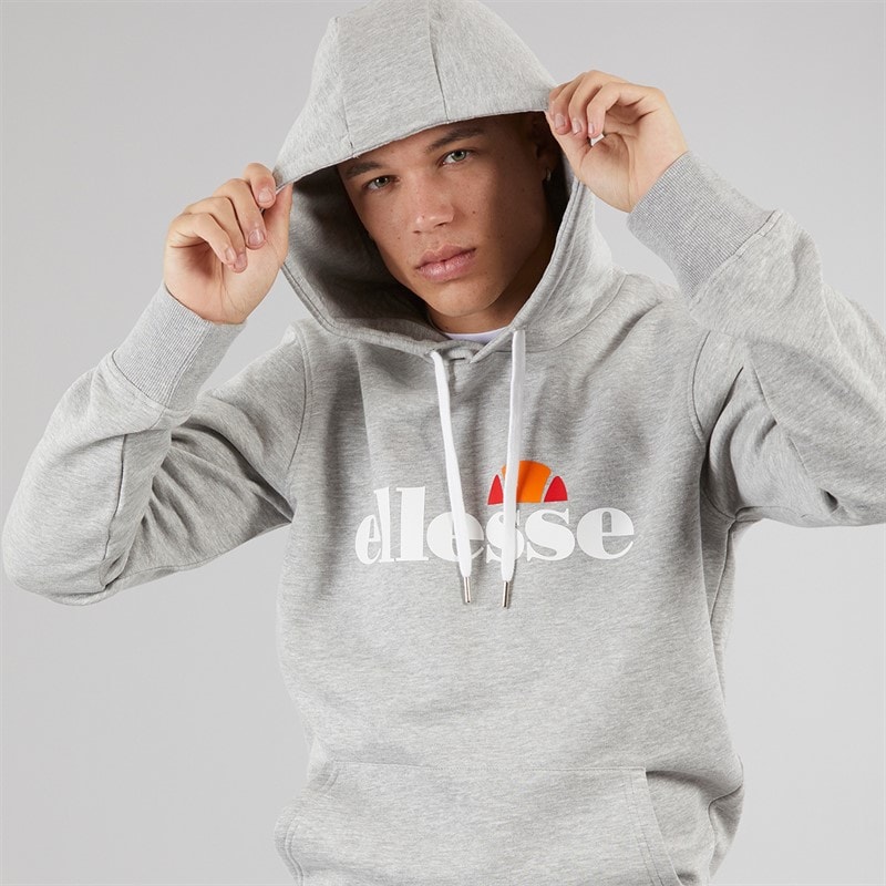 Ellesse Mens Morristown Hoodie Light Grey Marl - Image 3