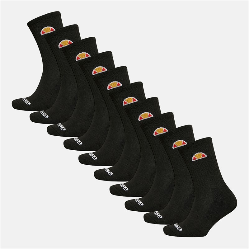 Ellesse Ten Pack Crew Socks Black - Image 1