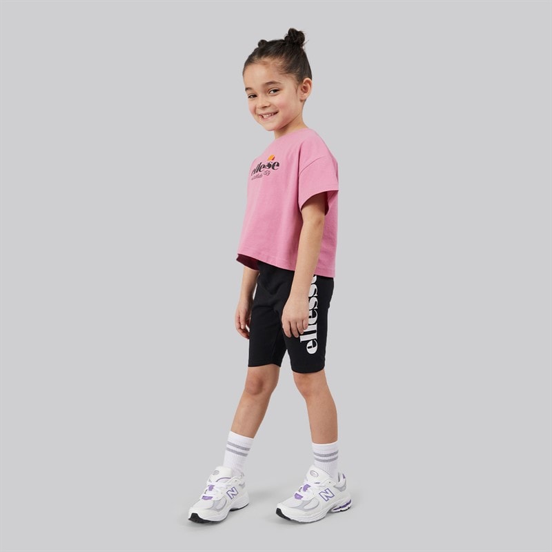 Ellesse Girls Carmela Logo T-Shirts And Shorts Four Piece Set Grey Marl 112 - Image 4