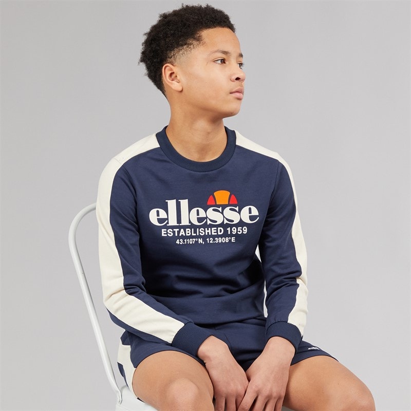 Ellesse Junior Boys Abele Sweatshirt And Shorts Set Navy 429 - Image 3