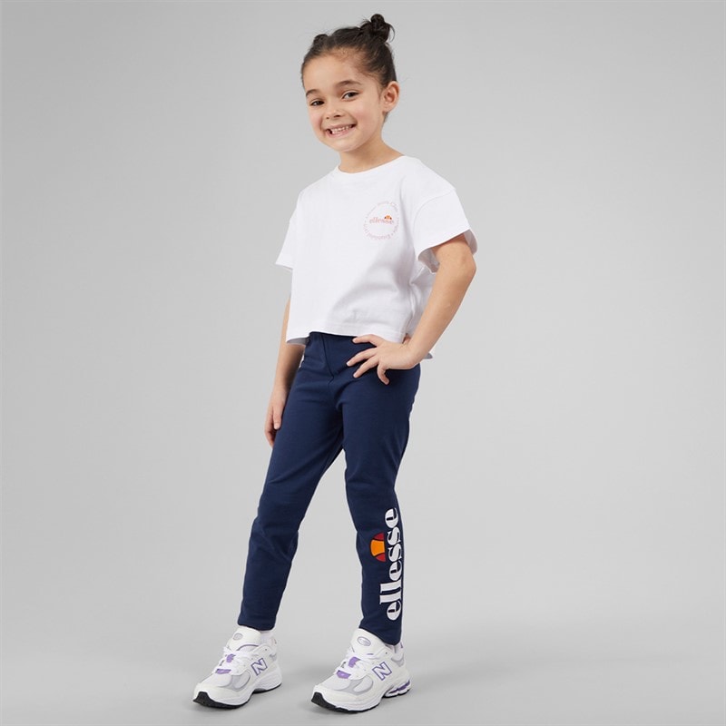 Ellesse Girls Violetta Logo T-Shirts And Leggings Four Piece Set Pink 814 - Image 3