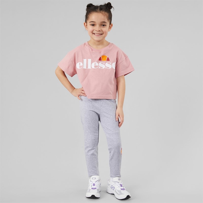 Ellesse Girls Violetta Logo T-Shirts And Leggings Four Piece Set Pink 814 - Image 4