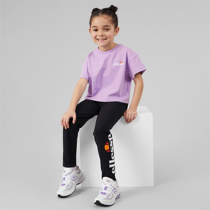 Ellesse Girls Serafina Logo T-Shirts And Leggings Four Piece Set Light Purple 302 - Image 3