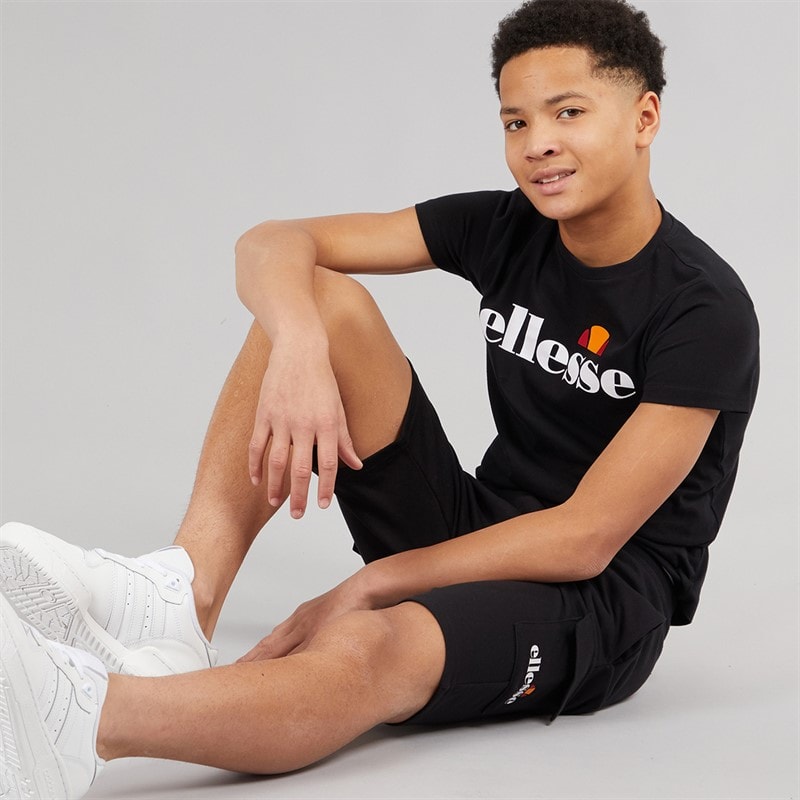Ellesse Junior Boys Romolo T-Shirt And Cargo Shorts Set True Black 011 - Image 1