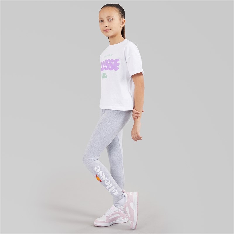 Ellesse Junior Girls Serafina Logo T-Shirts And Leggings Four Piece Set Light Purple 302 - Image 3