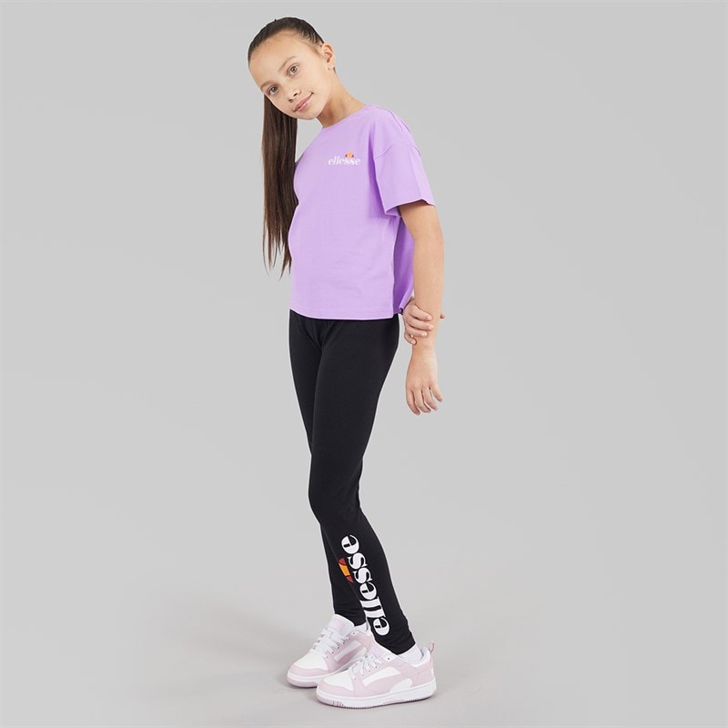 Ellesse Junior Girls Serafina Logo T-Shirts And Leggings Four Piece Set Light Purple 302 - Image 4