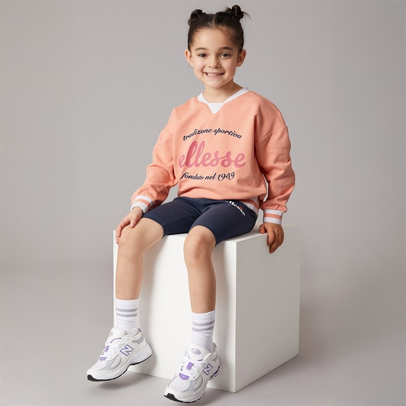 Ellesse Girls Livia Sweatshirt And Shorts Set Pink 814 - Image 3