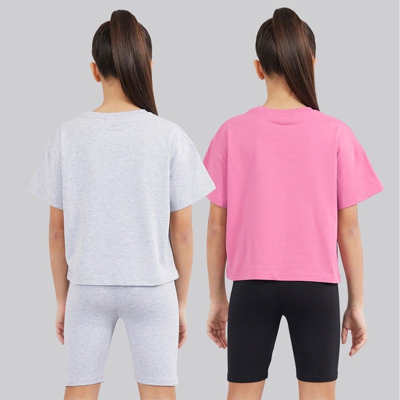 Ellesse Junior Girls Carmela Logo T-Shirts And Shorts Four Piece Set Grey Marl 112 - Image 2