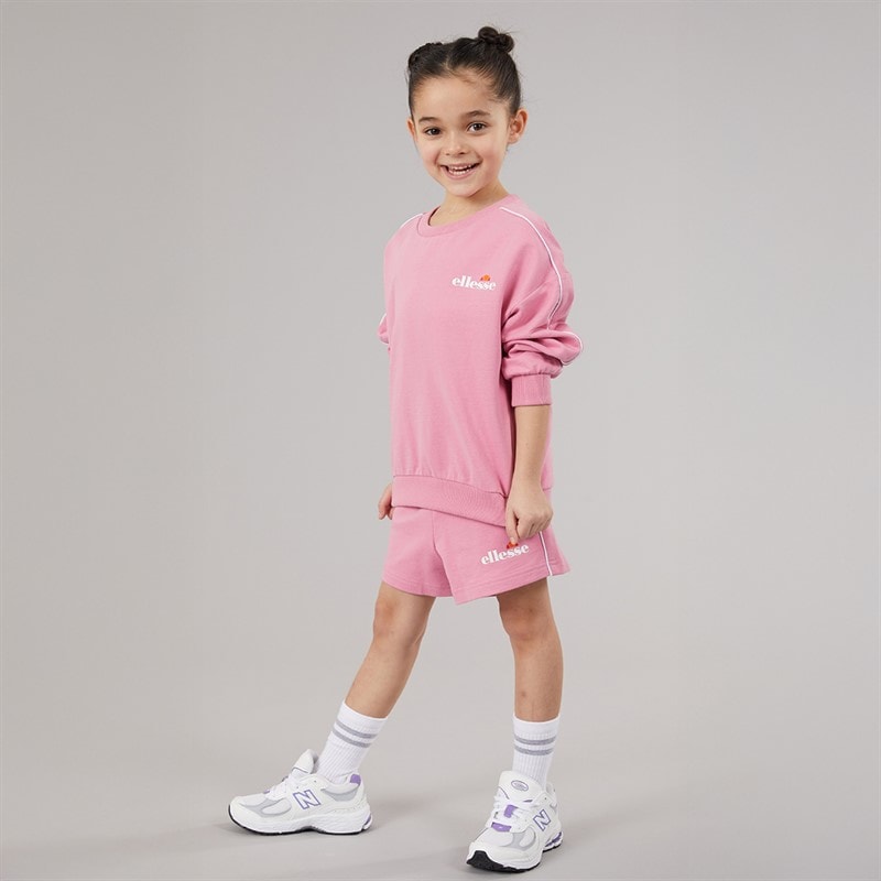 Ellesse Girls Chiara Sweatshirt And Shorts Set Pink 814 - Image 3